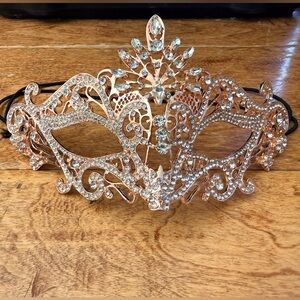 Rose Gold Crystal Filigree Masquerade Mask